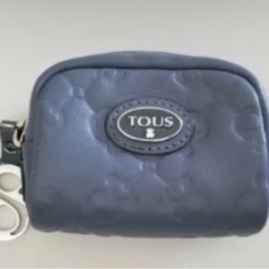 TOUS Small Blue Colored Leather Sherton Change Purse Bag Wallet